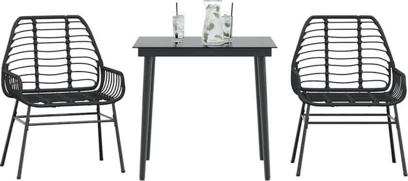 Hagespisegruppe 3 deler svart polyrotting glass