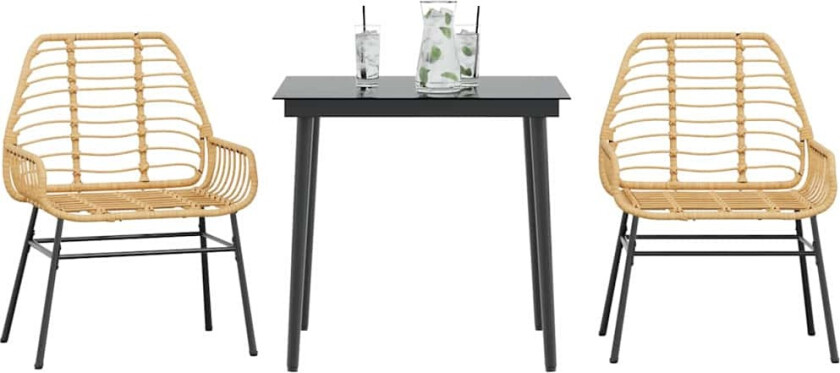 Hagespisegruppe 3 deler brun polyrotting glass