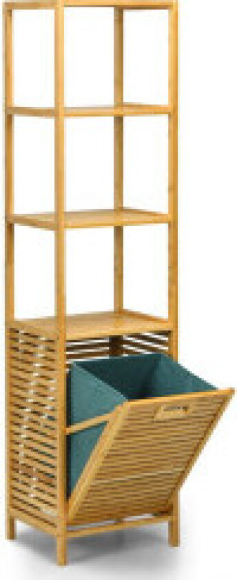 Baderom høyskap med skittentøyskurv laget av bambus med hyller ideell for bad 40 x 33 x 160 cm naturlig