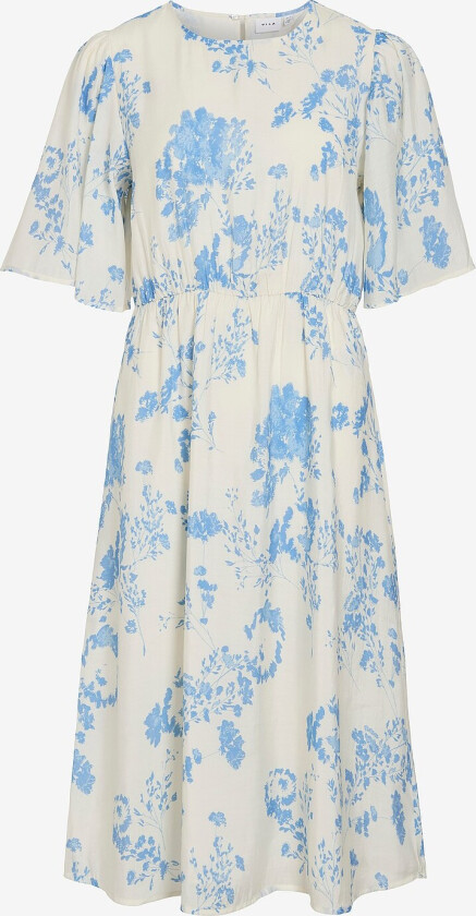 Kjole viLannai O-neck S/S Midi Dress - Grå