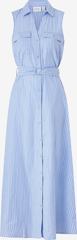 Maxikjole viStriped Pocket Ankle Shirt Dress - Blå