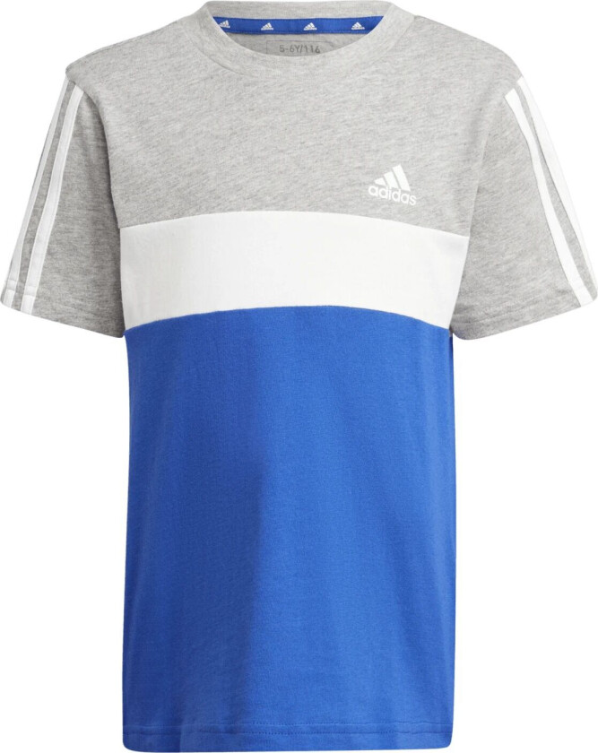 adidas Tiberio 3-Stripes Colorblock Cotton T-Shirt, t-skjorte junior SELUBL/MGREYH/WHITE
