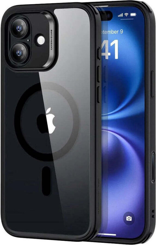iPhone 16 Classic Hybrid Deksel med Camera Control-Knapp - MagSafe Kompatibel - Gjennomsiktig / Svart