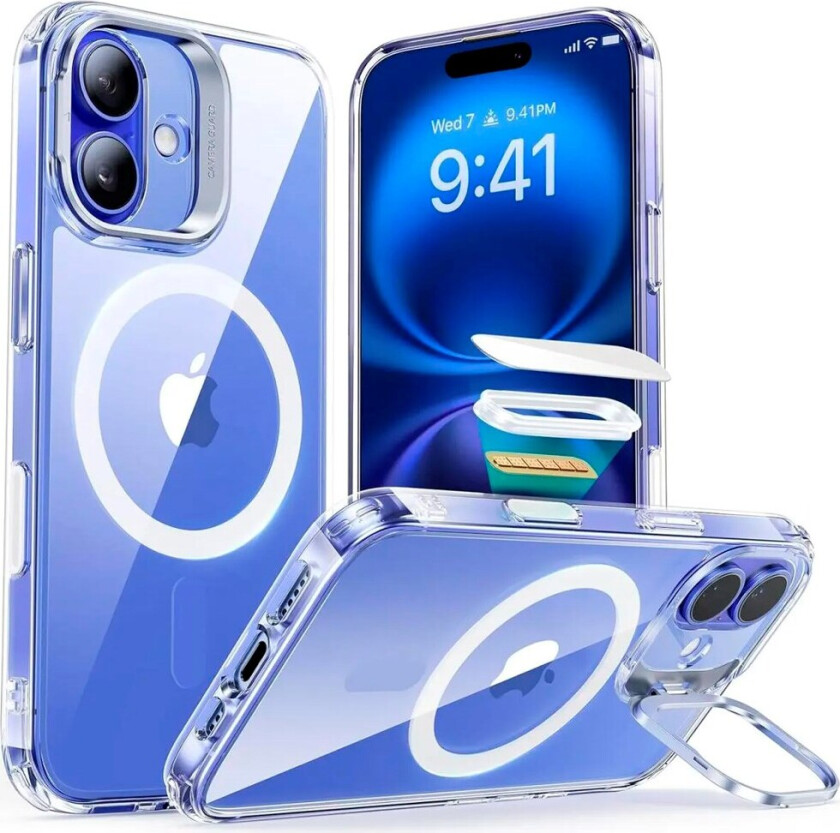 iPhone 16 Classic Hybrid Deksel m. Kickstand - MagSafe Kompatibel - Gjennomsiktig