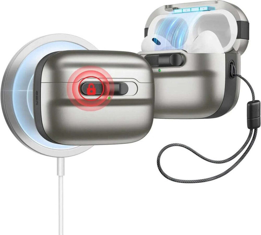 AirPods Pro (1. & 2. Gen.) HaloLock Pulse Deksel - MagSafe Kompatibel - Grå