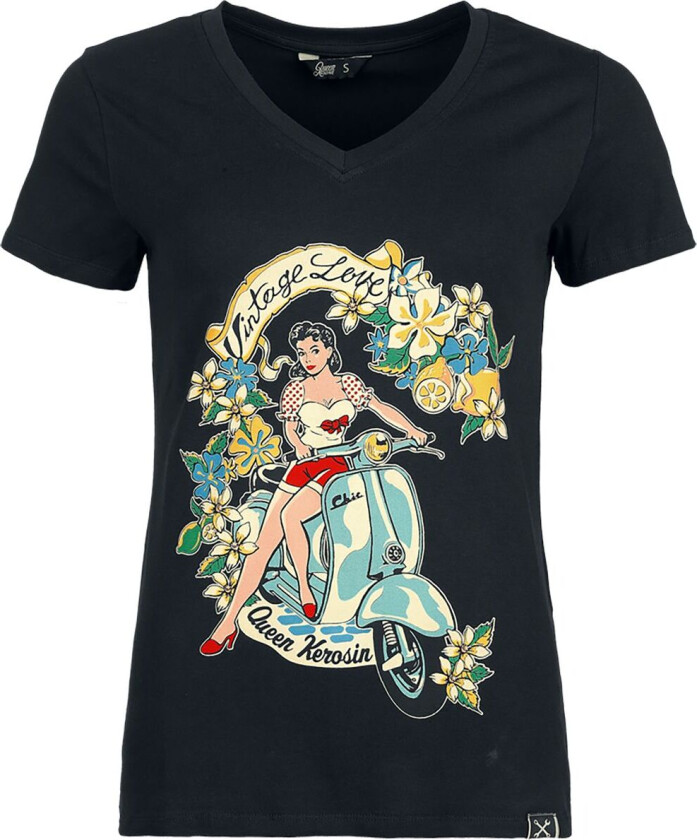 Rockabilly T-skjorte - Vintage Love - XS til 4XL - Damer - svart