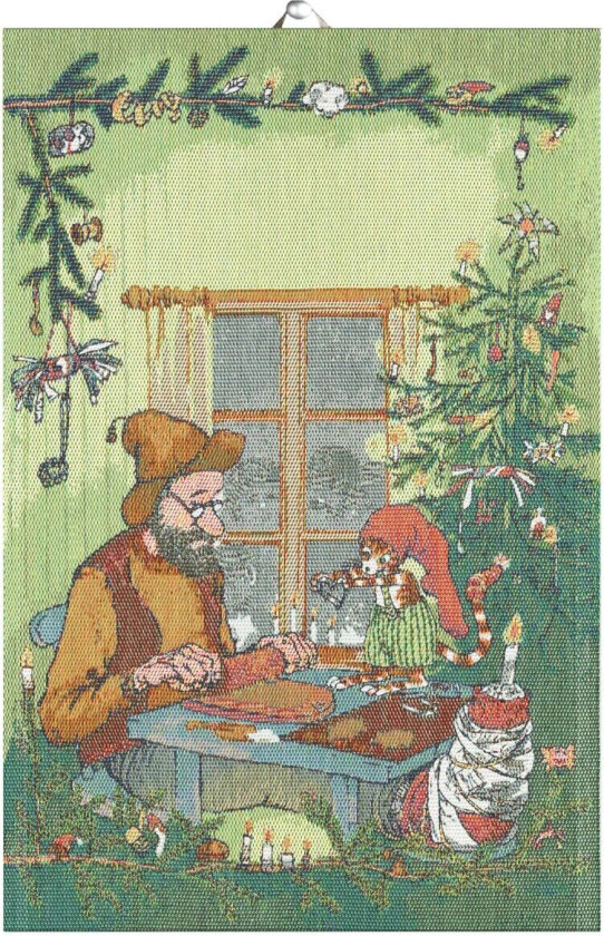 Pettson & Findus kjøkkenhåndkle Juleverksted