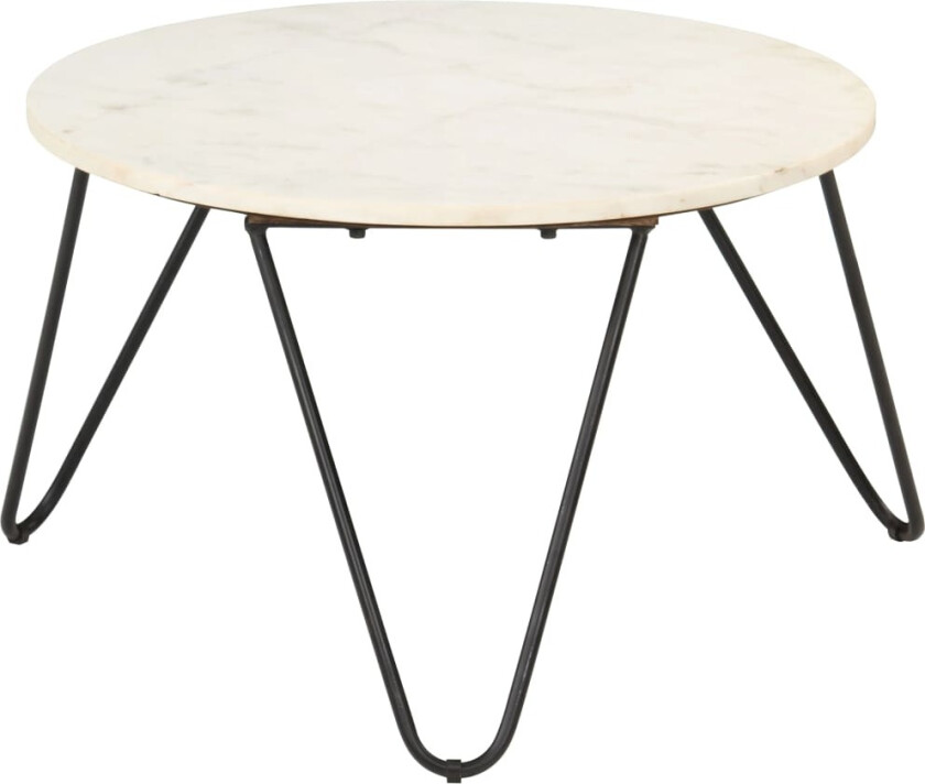 Salongbord hvit 65x65x42 cm ekte stein med marmorstruktur