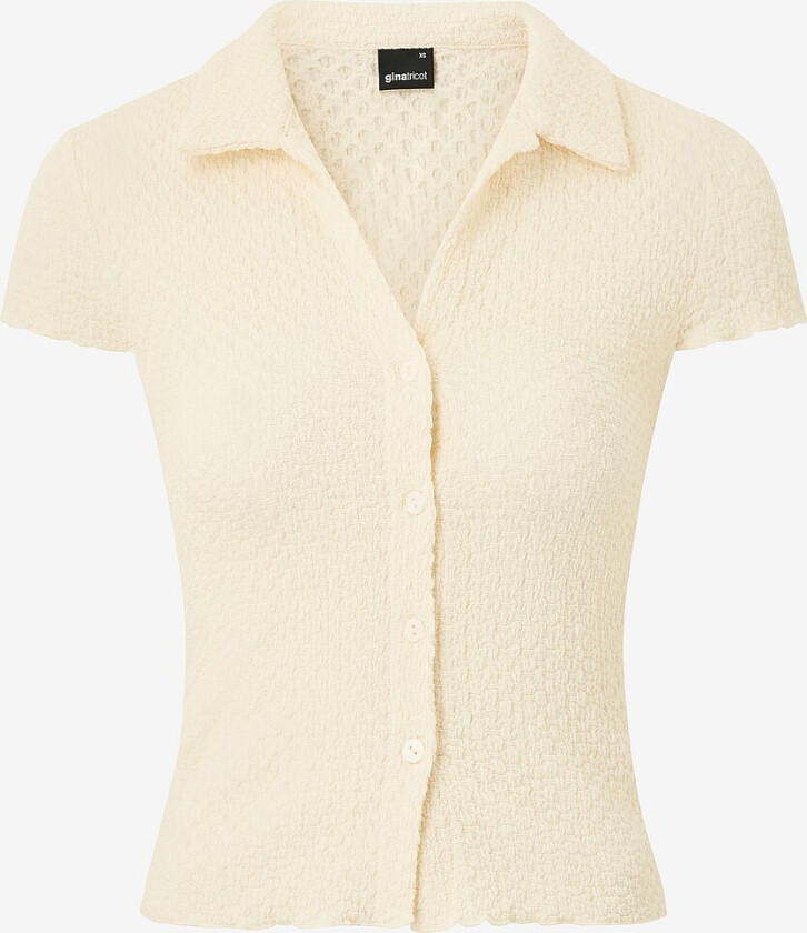 Topp Short Sleeve Buttoned Top - Hvit