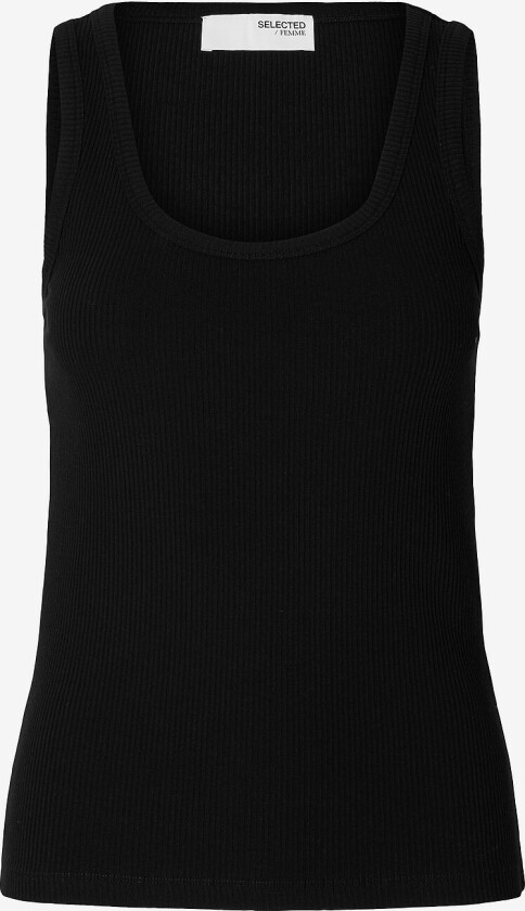 Singlet slfAnna U-neck Tank Top - Svart
