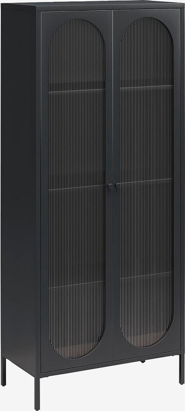 Skap Høyt med 2 glassdører i metall Luna, Svart