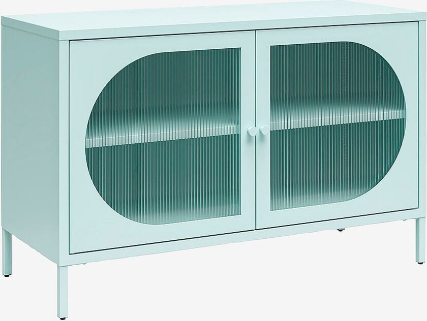 Skap Bredt med 2 glassdører i metall Luna, Blå