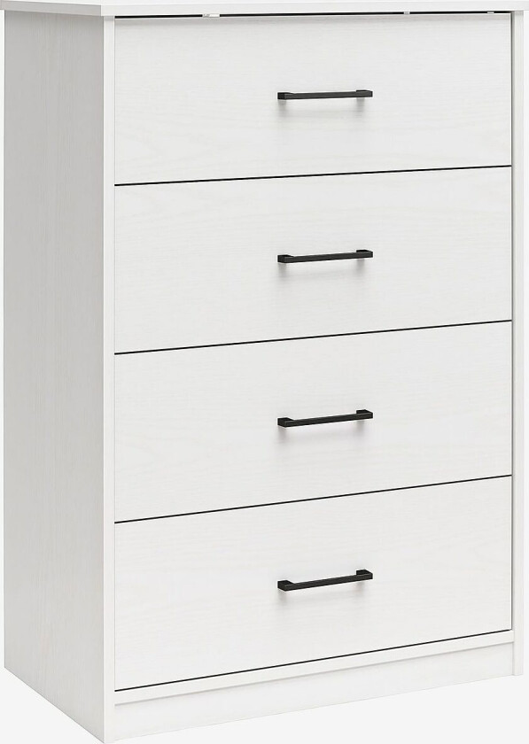 Kommode med 4 skuffer i Mdf BrEz, Hvit