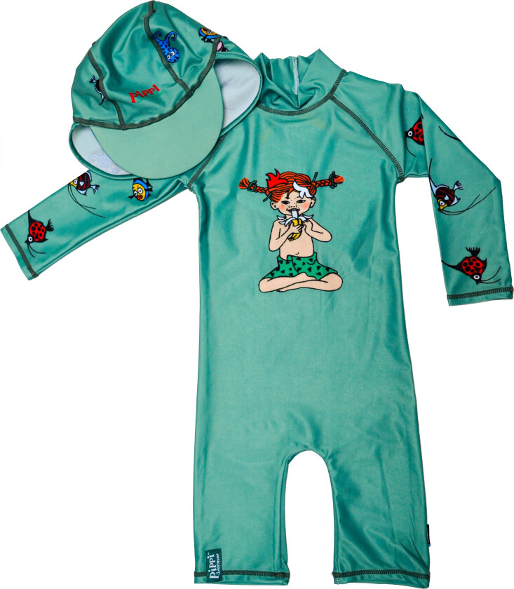 Pippi UV-Sett 2 Deler, Grønn, 74-80 - UV Klær - Elastan,Polyester