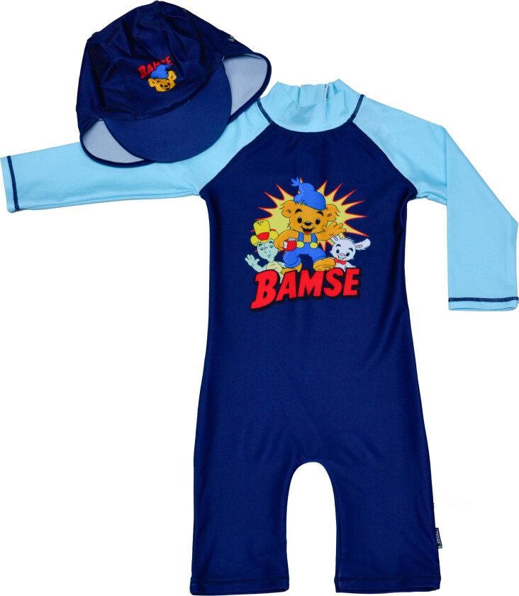 Bamse UV-Sett 2 Deler, Blå, 86-92 - UV Klær - Polyester,Elastan