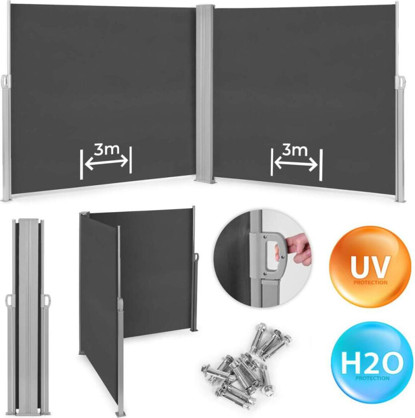 Bilde av Dobbel sidemarkise 300x300x180 cm solskjerm Privatskjerm Antrasitt MultiGarden
