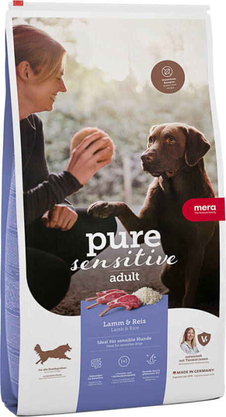 Økonomipakke: 2 store poser Mera - Pure Sensitive Adult Lam & Ris (2 x 12,5 kg)