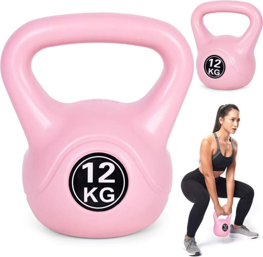 Bilde av Kettlebell 12 kg for trening, manual, vektball, treningsbelastning, rosa, ModernHome