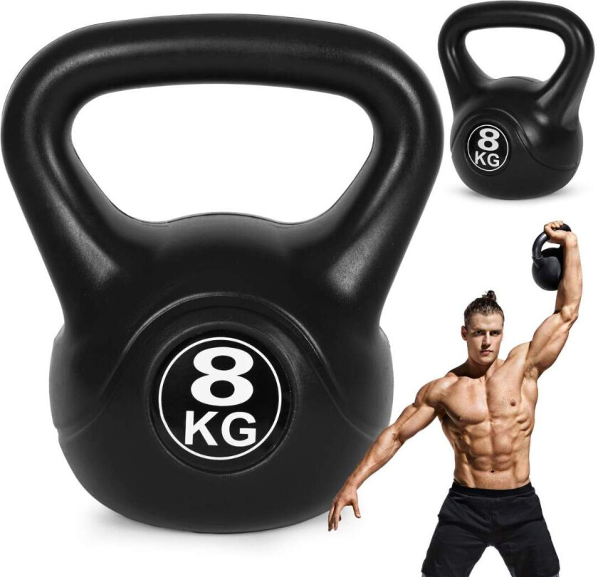 Kettlebell 8 kg for trening, manual, vektball, fitnessbelastning, ModernHome