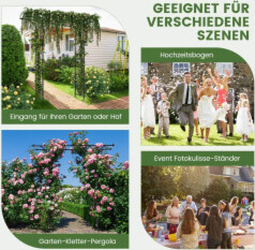 Rosebue hagebue i metall for klatreplanter buegang hage 200 x 52 x 206 cm svart