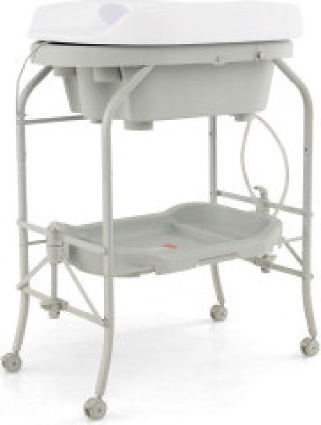 4 i 1 sammenleggbart stellebord med badekar Bærbart stellebord med stellematte lys grå