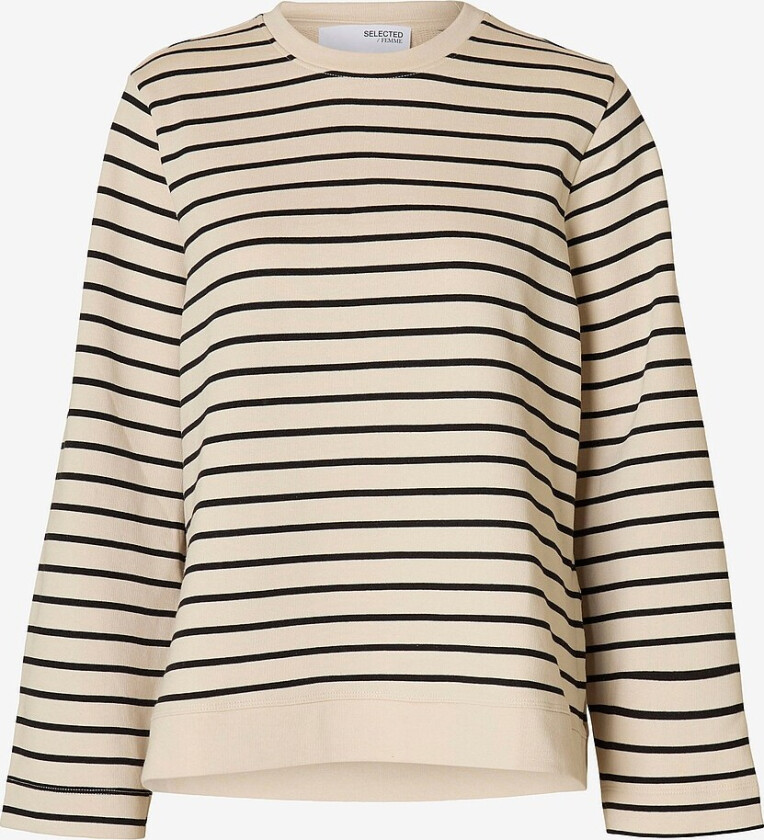Collegegenser slfElise LS O-neck Wide Striped Swe - Svart