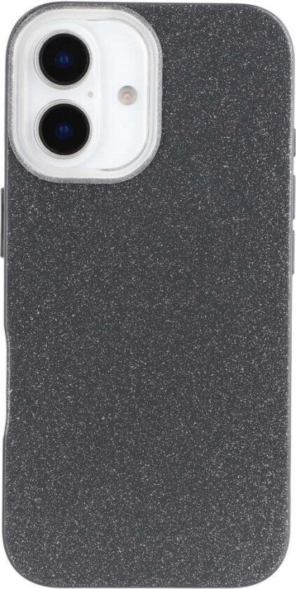 IPhone 16 Fleksibelt Plast Deksel med Glitter - Svart