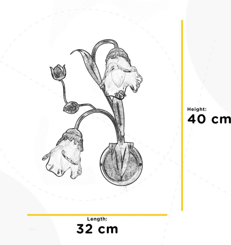 Arianna vegglampe, bronsefarget, 2 lyskilder, jern, glass