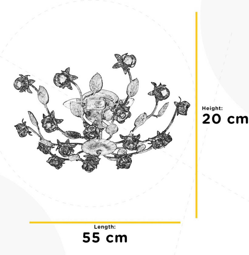 Carolina taklampe, elfenbensfarget, 3 lyskilder, jern
