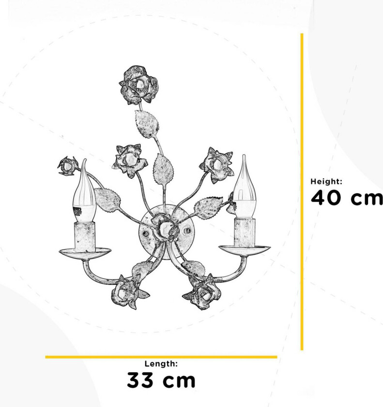 Carolina vegglampe, bronsefarget, 2 lyskilder, jern
