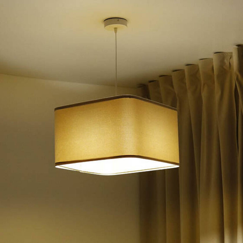 Kwadro hengelampe, beige, 40 x 40 cm, velurstoff