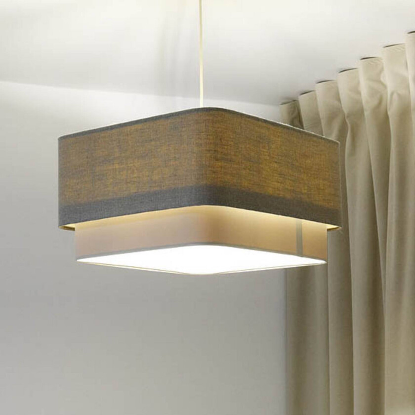 Kwadro Duo hengelampe, krem/beige, 50x50cm, lin