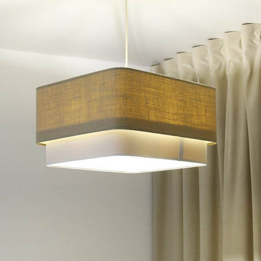 Kwadro Duo hengelampe, krem/beige, 50x50cm, jute/lin