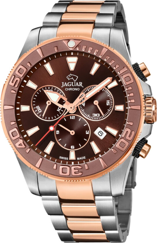 Executive Diver XXL J874/1 - Kvarts - Rosegull Sølv - Herreklokker - Rustfritt stål - ledd m/pin - Safir