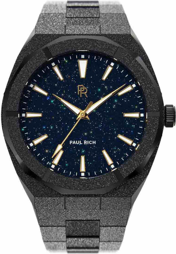 Frosted Star Dust Black 45mm - Kvarts - Sort - Herreklokker - Rustfritt stål - ledd m/pin - Mineral