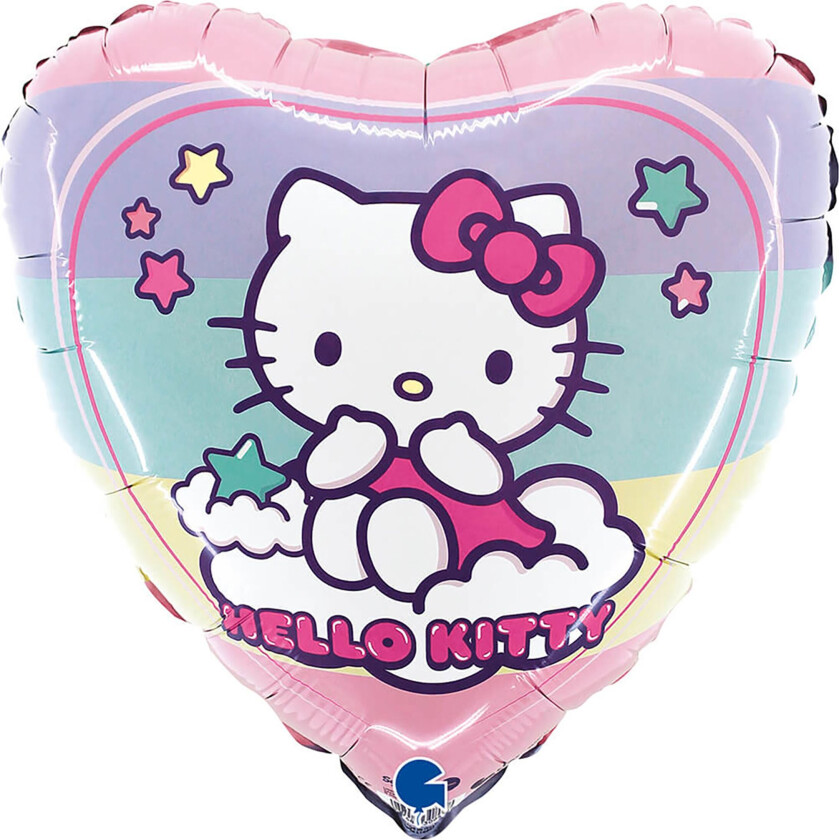 Folieballong Hjerte Hello Kitty Rainbow