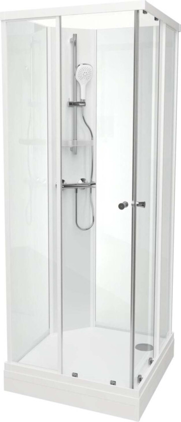 Vikingbad Sofia Rett Basic Dusjkabinett Hvit Matt / 90x90cm Glass