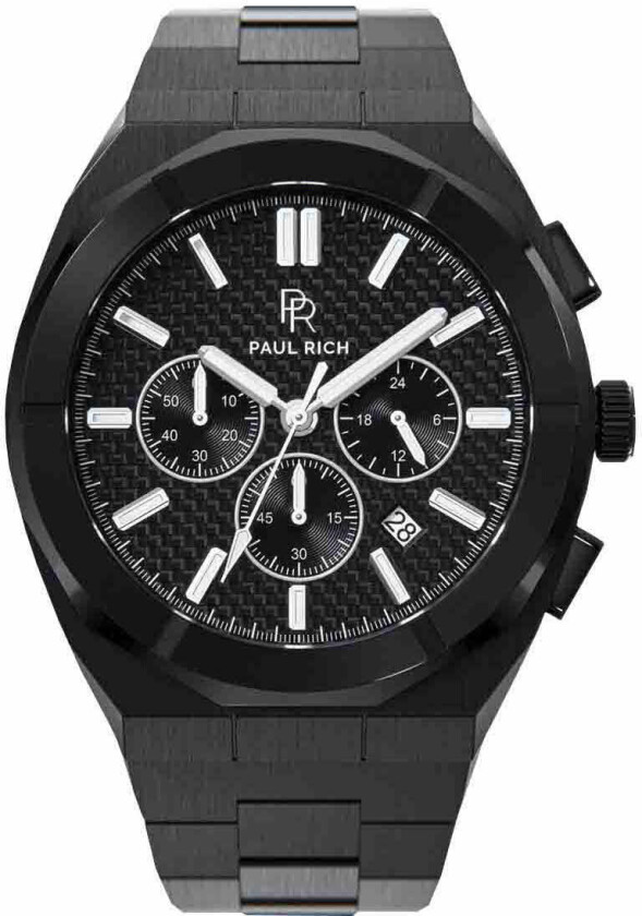 Motorsport Carbon Fiber Black 45mm - Kvarts - Sort - Herreklokker - Rustfritt stål - ledd m/pin -