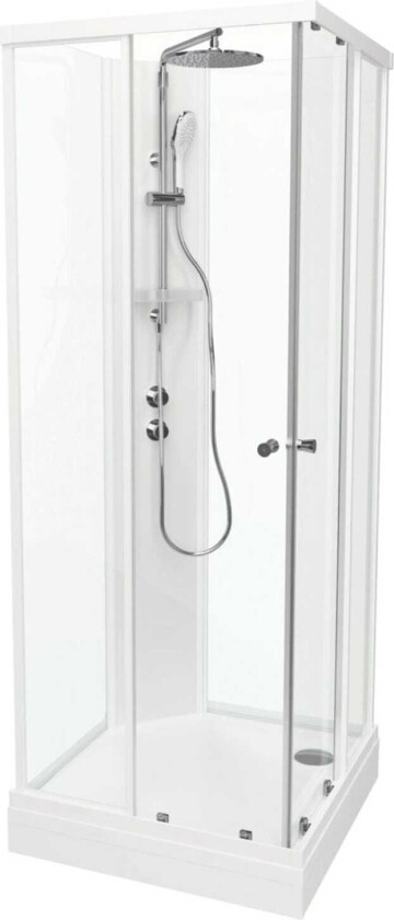 Vikingbad Sofia Rett Pluss Dusjkabinett Hvit Matt / 80x80cm Klart Glass