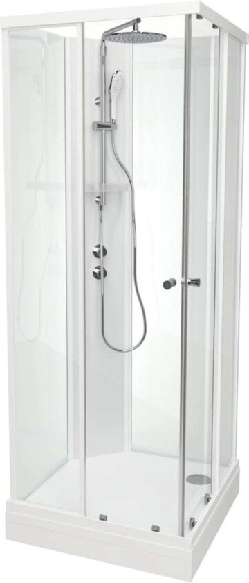 Vikingbad Sofia Rett Pluss Dusjkabinett Hvit Matt / 90x90cm Glass