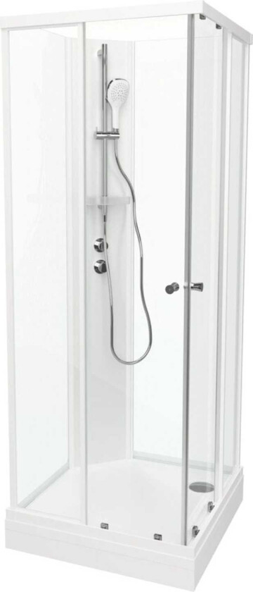 Vikingbad Sofia Rett Standard Dusjkabinett Hvit Matt / 80x80cm Klart Glass