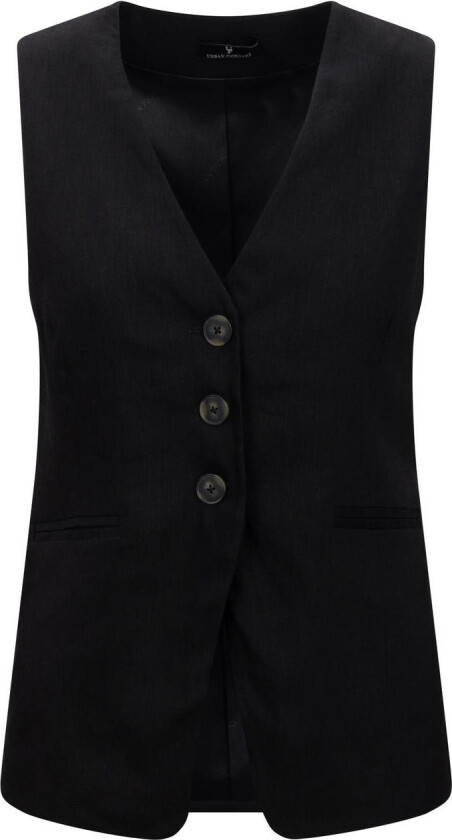 Simmy Waistcoat Black M Long linen waistcoat