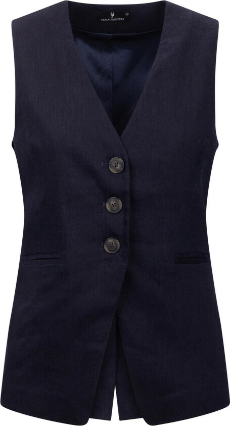 Simmy Waistcoat Navy XS Long linen waistcoat