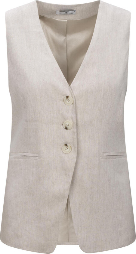Simmy Waistcoat Sand M Long linen waistcoat