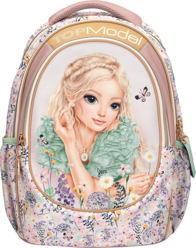 Skolesekk SUMMER FEELING - Pastel Shades with Sage-Colored Details - 44x34x24 cm
