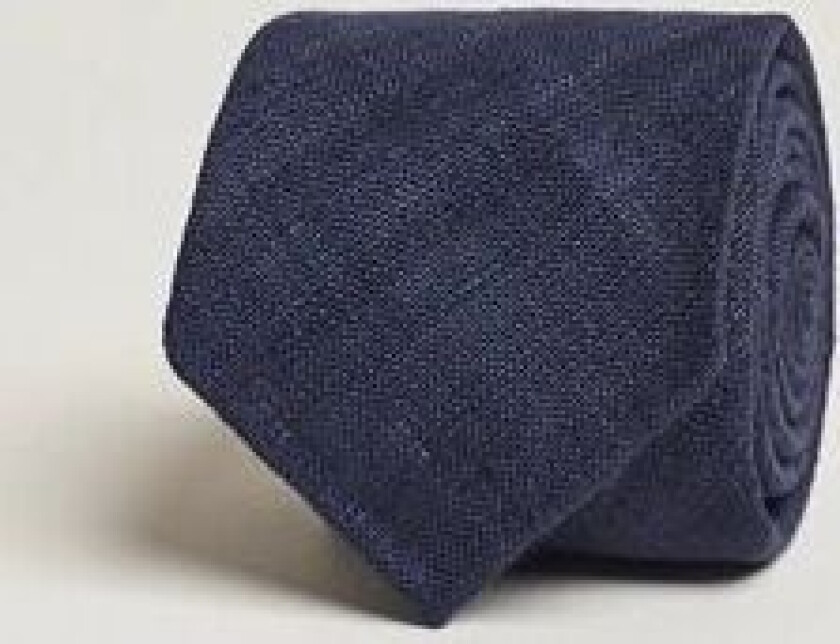 Tussah Silk Handrolled 8 cm Tie Navy