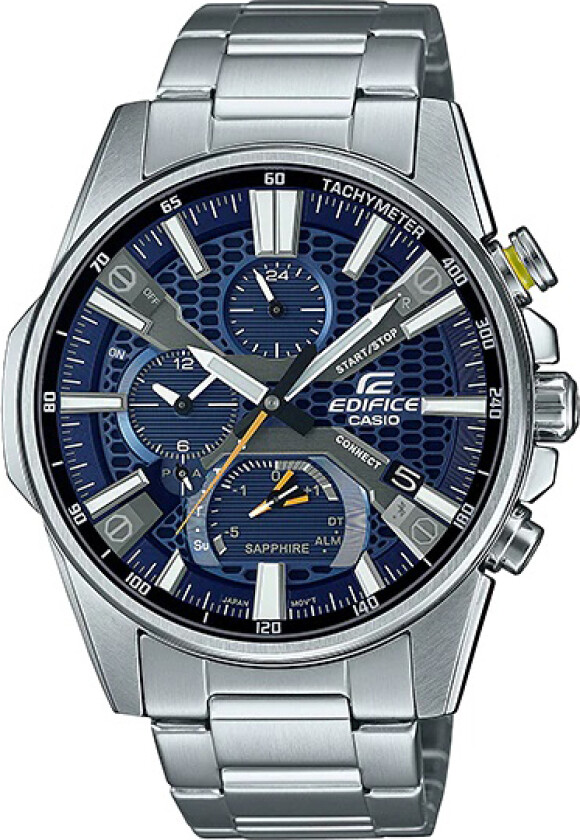 Edifice EQB-1200D-2AER - Kvarts - Sølv - Herreklokker - Rustfritt stål - ledd m/pin - Safir