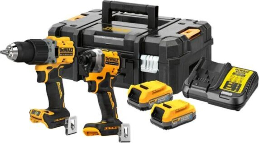 Dewalt Dewalt Verktøysett 18v Xr, Dcd800 Kombidrill, Dcf850 Slagtrekker, 2x Powerstack Batterier, I Tstak