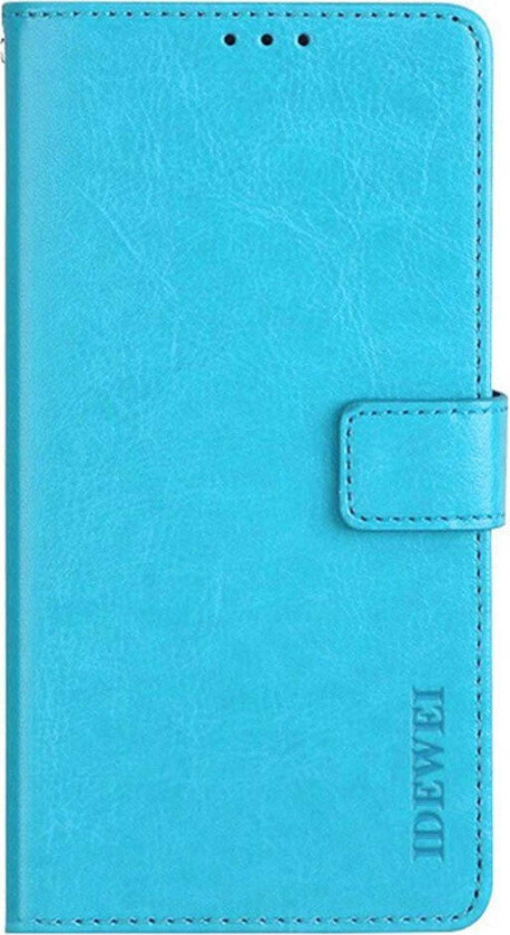 iPhone 16 Plus Kunstskinn Flip Deksel m. Lommebok & Stativfunksjon - Lyseblå