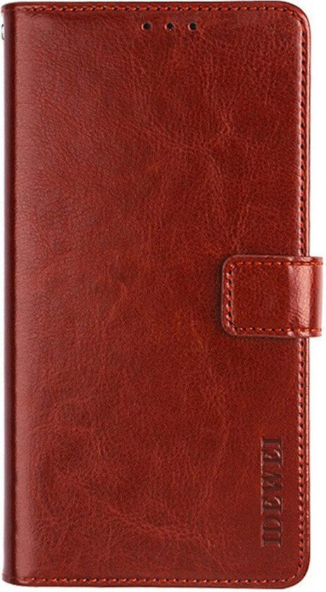 iPhone 16 Kunstskinn Flip Deksel m. Lommebok & Stativfunksjon - Brun